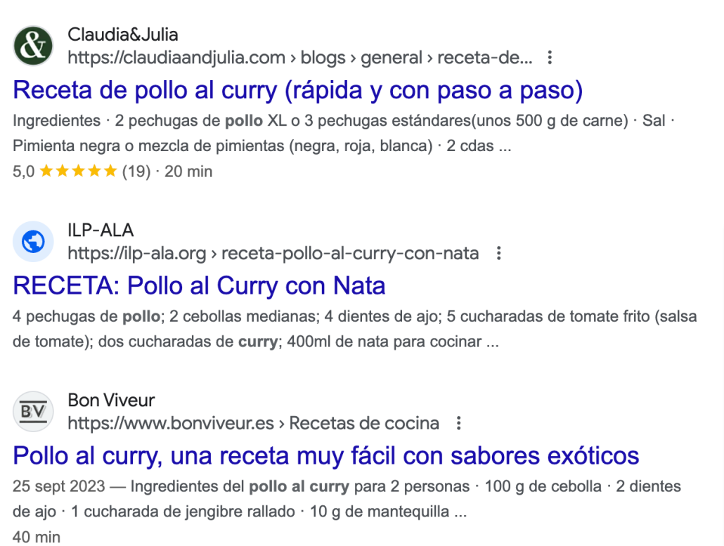 resultados google con y sin marcado schema