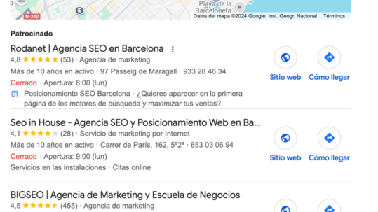 resultados local pack seo barcelona