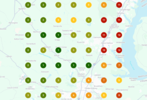 posiciones ficha GMB según zona ciudad en una búsqueda